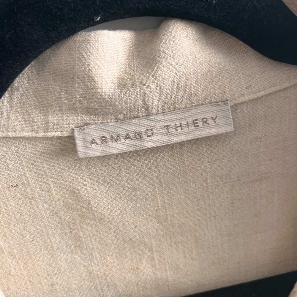 Armand Thiery Cream Button-Up Lightweight Linen Blend Jacket size 40 Medium M - Picture 3 of 8